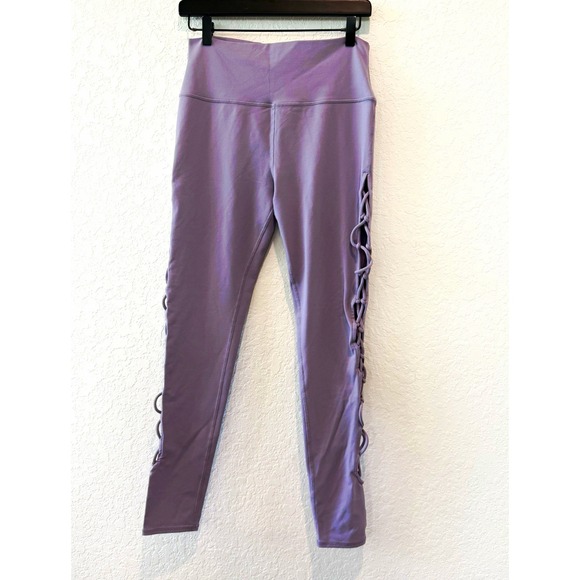 ALO Yoga Pants - Alo Woman's High Waist Yoga Interlace Leggings  Lilac Purple L Full Length